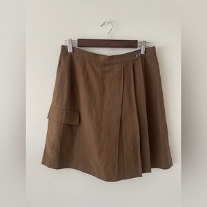 Vintage Silk Linen Blend Skort Wrap Skirt Minimalist Coastal Women 10 Dana B